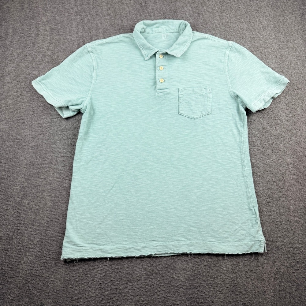 Gap For Good Men's M Seafoam Green‎ Slub Knit Short Sleeve Pocket Polo Shirt